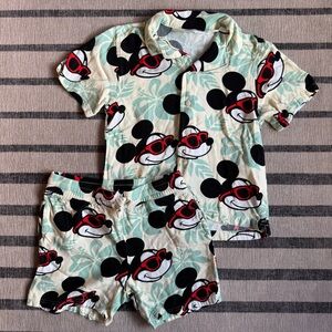 Disney+H&M Tropical Mickey Mouse Kids Resort Set - Button Down Shirt and Shorts